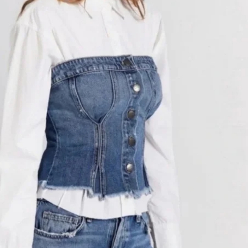 Current/Elliott Denim Button-Up Bustiers